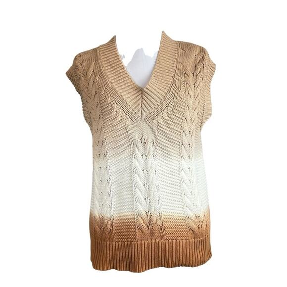 The Drop Camille Cable Cotton Sweater Vest Adobe Brown Terra Cotta Size S - Picture 2 of 8